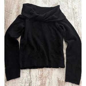 Sanctuary Black‎ Knot Front Cowl Neck Fuzzy Knit Sweater Womens Medium